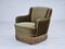 Danish Armchair in Olive Green Velour, 1970s, Image 12