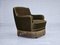 Danish Armchair in Olive Green Velour, 1970s, Image 10