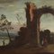 Italian Artist, Landscape with Ruins, 18th Century, Oil on Canvas, Framed 9