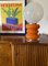 Lámpara de mesa era espacial de cristal de Murano naranja atribuida a Carlo Nason para Mazzega, años 70, Imagen 3