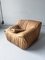 Camel Leather Sandra Armchair & Pouf attributed to Annie Hieronimus for Cinna Ligne Roset, 1973, Set of 2 1