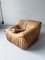 Camel Leather Sandra Armchair & Pouf attributed to Annie Hieronimus for Cinna Ligne Roset, 1973, Set of 2, Image 1
