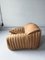 Camel Leather Sandra Armchair & Pouf attributed to Annie Hieronimus for Cinna Ligne Roset, 1973, Set of 2 4