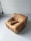 Camel Leather Sandra Armchair & Pouf attributed to Annie Hieronimus for Cinna Ligne Roset, 1973, Set of 2 2