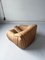 Camel Leather Sandra Armchair & Pouf attributed to Annie Hieronimus for Cinna Ligne Roset, 1973, Set of 2 3