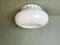 Portuguese Mid-Century Minimalist White Opaline Glass Flush Mount Lamp 1960s 2