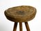 Hand-Carved 3-Legged Wood Stool, 1900s, Image 14