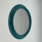 Vintage Round Wall Mirror in Turquoise Blue, 1970s 2