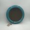 Vintage Round Wall Mirror in Turquoise Blue, 1970s 3
