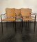 Mid-Century Jaque Adnet Style Wicker and Wraught Iron Dinning Chairs, 1950, Set of 4 1