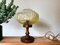 Petite Lampe de Bureau Mid-Century en Bois et Verre Ambré Irisé, Portugal, 1960s 1