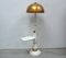 Column Floor Lamp in Wood and Metal with Gilt Bronze Shade, 1940s 1