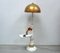 Column Floor Lamp in Wood and Metal with Gilt Bronze Shade, 1940s 2