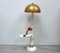 Column Floor Lamp in Wood and Metal with Gilt Bronze Shade, 1940s, Image 2