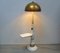 Column Floor Lamp in Wood and Metal with Gilt Bronze Shade, 1940s 3