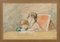 Georges D'Espanat, Figurative Scene, 20th Century, Drawing on Paper, Framed, Image 2