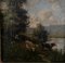 Barbizon Künstler, Kühe am Flussufer, Öl auf Leinwand, 19. Jh., gerahmt 6