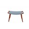 Papa Bear Chair with Stool in Blue Fabric by Hans Wegner, 1970s, Set of 2 16