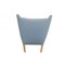 Sedia Papa Bear con sgabello in tessuto blu di Hans Wegner, anni '70, set di 2, Immagine 7