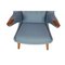 Sedia Papa Bear con sgabello in tessuto blu di Hans Wegner, anni '70, set di 2, Immagine 12