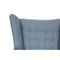 Papa Bear Chair mit Hocker aus blauem Stoff von Hans Wegner, 1970er, 2er Set 5