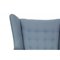 Papa Bear Chair with Stool in Blue Fabric by Hans Wegner, 1970s, Set of 2, Image 5