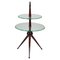 Mid-Century Wooden Side Table with Two Circular Glass Tops attributed to Cesare Lacca for Cesare Lacca, Italy, 1950s, Image 2