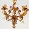 Lámpara de araña italiana vintage de porcelana rosa dorada, Imagen 6