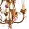 Lámpara de araña italiana vintage de porcelana rosa dorada, Imagen 10