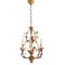 Vintage Italian Chandelier in Gold Gilded Rose Porcelain, Image 9