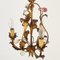 Lámpara de araña italiana vintage de porcelana rosa dorada, Imagen 12
