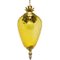 Vintage Art Deco Brass Hanging Lamp in Amber Glass, 1930s 4