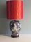 Vintage Ceramic Table Lamp with Tangerine Lampshade, 1960s 2