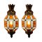 Brass and Amber Crystal Sconces, Set of 2 1