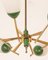 Vintage Hanging Light in Brass Glass and Green Metal Italian Design, 1960s 6