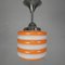 Art Deco Hanging Lamp with Orange Stripes, 1930s, Image 1