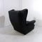 Wingback Chair in Black Leather on Wheels, 1960s 3