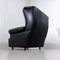 Poltrona Wingback in pelle nera su ruote, anni '60, Immagine 16