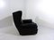 Wingback Chair in Black Leather on Wheels, 1960s 2
