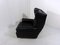 Wingback Chair in Black Leather on Wheels, 1960s 8