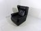 Wingback Chair in Black Leather on Wheels, 1960s 9