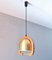 Mid-Century Italian Modern Brass and Oak Adjustable Height Chandelier, 1970s 1