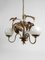 Chandelier with Gilded Leaves and White Opaline, 1970s, Image 1