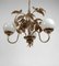 Chandelier with Gilded Leaves and White Opaline, 1970s 11