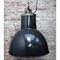 Lámpara colgante francesa industrial vintage esmaltada en negro de Mazda, años 50, Imagen 4