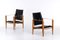 Black Leather Safari Chairs attributed to Kaare Klint, 1950s, Set of 2 5