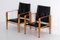 Black Leather Safari Chairs attributed to Kaare Klint, 1950s, Set of 2 11