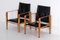 Schwarzes Leder Safari Chair Set, Kaare Klint zugeschrieben, 1950er 11