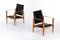 Black Leather Safari Chairs attributed to Kaare Klint, 1950s, Set of 2 3
