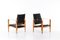 Kaare Klint zugeschriebene Schwarze Leder Safari Stühle, 1950er, 2er Set 6